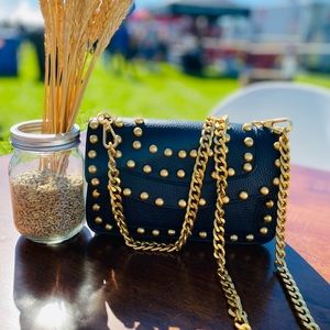 Crossbody leather tote with chain strap